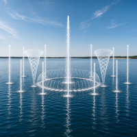 Fontaine musicale extérieure pour lac avec laser LED RGB en acier inoxydable, système de spectacle aquatique commercial IP68 pour parcs et zones scéniques, avec intelligence artificielle