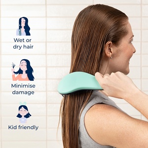 Custom Logo Ionic Gentle Detangler Brush Natural Curly Straight Hair Styling Tool for Adults <b>Kids</b> Toddlers for Wet Dry Hair - Product Image 3