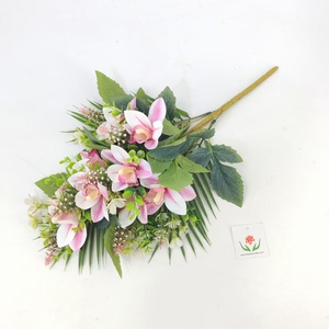 Vendita calda di fiori funebri artificiali Cymbidium orchidea fiori per decorare bara e tombe per commemorare gli antenati - Product Image 2