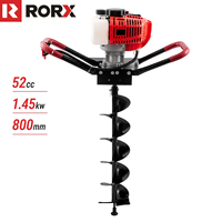 Tarière thermique RORX EA520B 52cc 2 temps pour la plantation d'arbres, l'installation de poteaux de clôture et l'aménagement paysager agricole