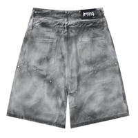 Shorts Baggy Y2K Sombre Peints à la Main avec Rivets et Effet Pulvérisé pour Hommes et Femmes - Ensemble Sportif