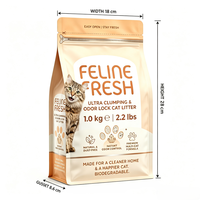 Kantong Kemasan Pasir Kucing Tahan Tusukan, Alas Datar, Segel Zipper 8 Sisi, Tahan Lama, Kapasitas 1 kg, Heavy Duty