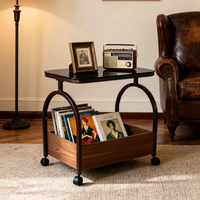 Table basse moderne en bois de qualité supérieure avec roulettes et mini-meuble d'appoint - Rangement portable pour salon