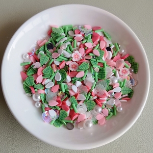 500g bricolage artisanat printemps fleur feuilles Slime arrose mélange polymère argile arrose tranches avec paillettes confettis et perles - Product Image 1