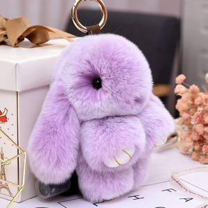 Rts Tùy Chỉnh Nhồi Bông Keychain Lông Pompon 15Cm Bunny Fluffy Bất Thỏ Lông Keychain Đính Phụ Nữ Pompom Thỏ Trên Túi Móc Chìa Khóa - Product Image 4