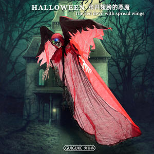 Fantôme rougeoyant accessoire Halloween <span class=keywords><strong>aile</strong></span> de démon <span class=keywords><strong>rouge</strong></span> propagation pendentif de décoration fantôme suspendu maison hantée tissu en lambeaux squelette <span class=keywords><strong>diable</strong></span> - Product Image 5