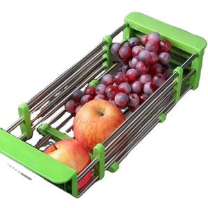 <span class=keywords><strong>Égouttoir</strong></span> de cuisine télescopique réglable en acier inoxydable, insert pour <span class=keywords><strong>évier</strong></span>, organisateur de rangement, plateau à fruits et légumes - Product Image 1