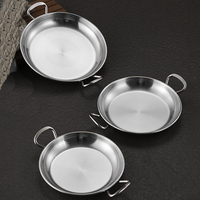 Plateau rond en acier inoxydable personnalisé pour restaurant avec poignée, fond plat, plateau de service pour en-cas, poulet frit, frites