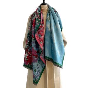 Châle jacquard peinture à l'huile vintage pour femme enveloppement poétique de ville <span class=keywords><strong>d</strong></span>'eau avec ponts de bateaux écharpe à franges en faux cachemire en polyester - Product Image 2