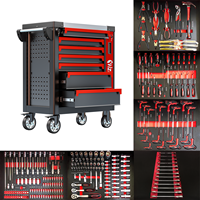 Armoire à Outils Robuste 7 Tiroirs Rangement Garage Chariot d'Atelier Coffre à Outils avec Kits d'Outils 250 Pièces