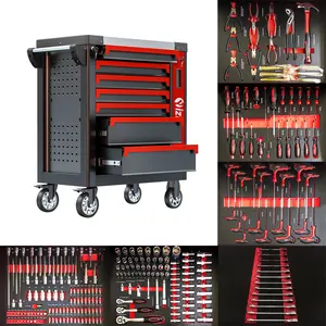 Armário para ferramentas pesadas com 7 gavetas, caixa para garagem, 250 peças, caixa de ferramentas, carrinho de oficina, caixa de ferramentas
