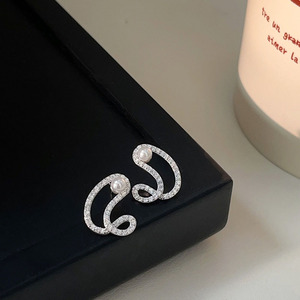 Ruitai – boucles d'oreilles en argent Sterling S925 pour femmes, avec perles et notes musicales, couleur platine, usage quotidien - Product Image 2