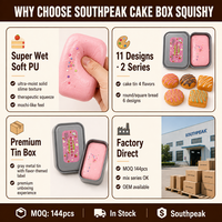 Southpeak Toy Cake Box Squishy Super Wet Soft PU Slow Rising Fidget Toy Squeeze Toy Stress Relief Tin Box Squishy Factory OEM