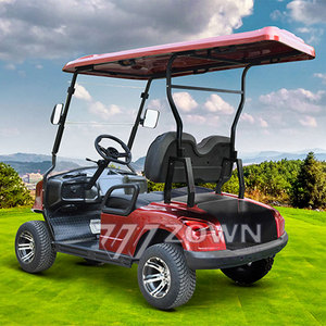 Carrito de Golf Todoterreno Rojo Brillante de 4 Plazas con Ruedas de Aleación Cromadas y Parabrisas Plegable para Transporte de Huéspedes en Villas y Resorts - Product Image 4