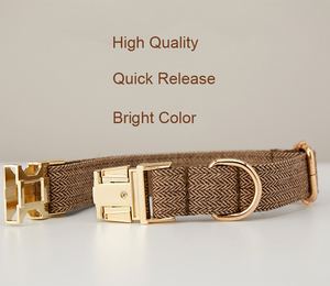 Luxus Metall Schnalle Halsband Leine Set Tweed Stoff Fischgräten muster Hunde halsbänder mit Fliege Hersteller - Product Image 3