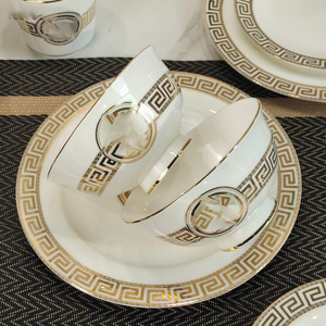 Service de table en porcelaine de luxe en os de Chine blanc, 10 pièces, assiettes et bols, vente en gros, pour cadeaux promotionnels - Product Image 4