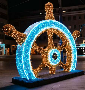 Luz Decorativa 3D Personalizada con Motivo de Timón, Apta <span class=keywords><strong>para</strong></span> Interiores y Exteriores, <span class=keywords><strong>para</strong></span> Decoraciones Navideñas en Parques de Atracciones, Zoológicos y Centros Comerciales - Product Image 1
