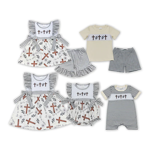 Ensemble de vêtements pour enfants en gros, pyjamas de Pâques assortis pour frères et sœurs avec imprimé lapin - Product Image 5