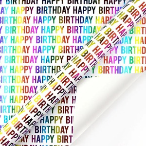 Happy Birthday Theme Gift <b>Wrap</b> Craft <b>Paper</b> <b>Roll</b> Double Sided PE Coated Metallized Recyclable Eco-Friendly 100GSM Packaging - Product Image 6