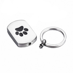 Paslanmaz çelik anahtarlık dikdörtgen anıt kolye kolye pençe baskı Pet mücevherat küllerden - Product Image 5