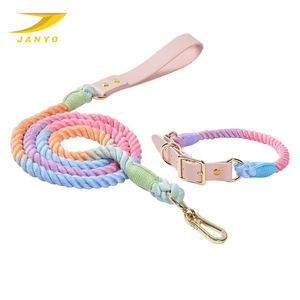 बहुरंगा कर्षण रस्सी भारी प्रशिक्षण के साथ अनुकूलित डिजाइन शाकाहारी कपास कुत्ते कॉलर पट्टा - Product Image 6