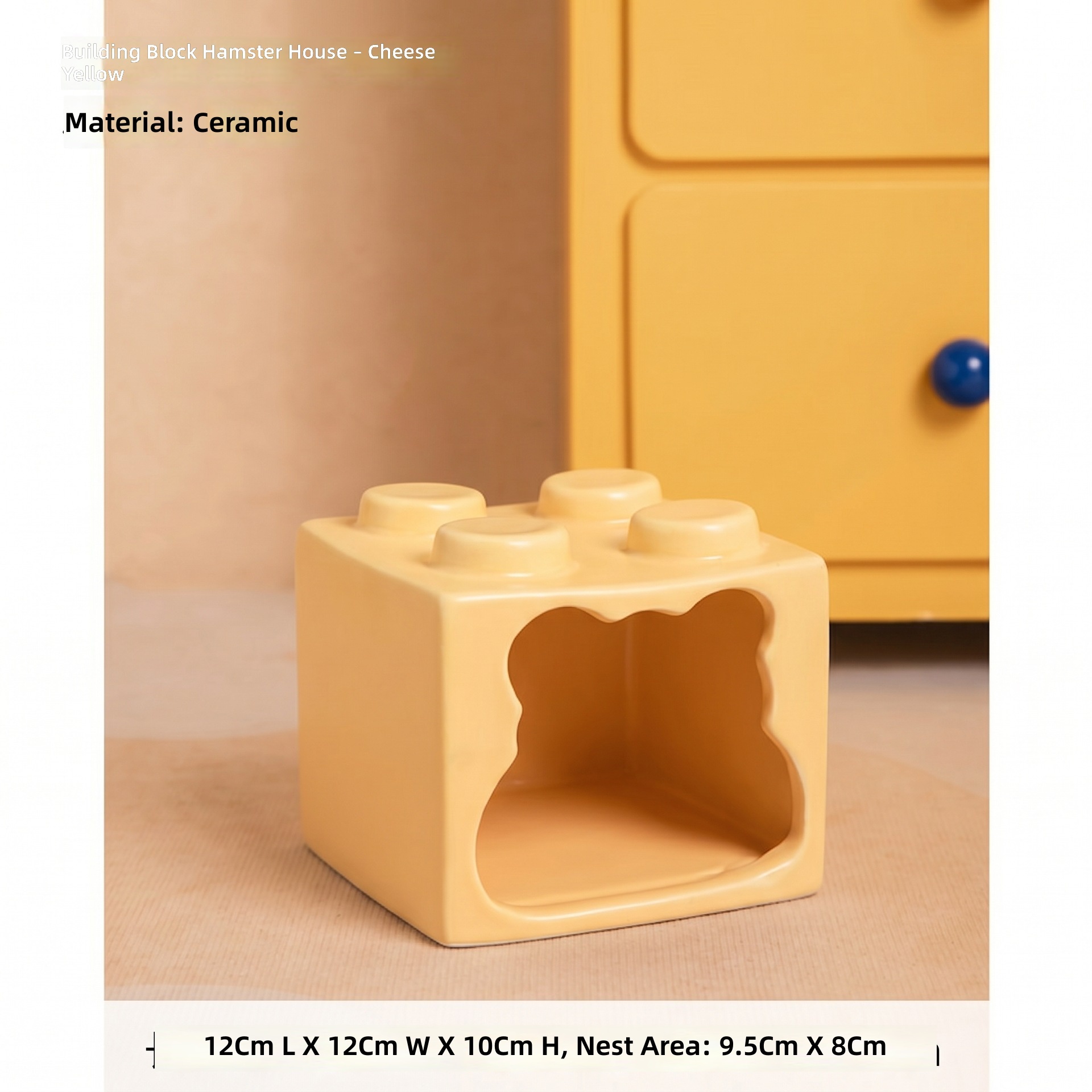 Maison pour hamster en blocs de construction - Jaune mat fromagé