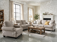 Ensemble de canapés en tissu de style américain élégant avec 1, 2 et 3 places et coussins pour salon d'appartement de luxe