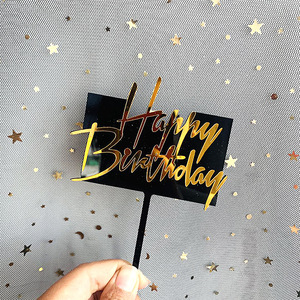 ท็อปเปอร์เค้กอะคริลิค รูปน้ำผึ้งและรสหวาน สีดำทอง สไตล์ยุโรป สำหรับตกแต่งเค้กวันเกิด - Product Image 1