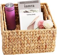 Paniers de rangement en jacinthe d'eau Yulin Jiafu pour l'organisation, paniers décoratifs en osier avec poignées de transport, lot de 2, naturel