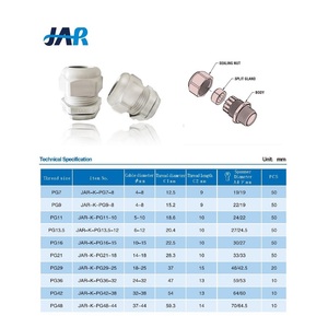 JAR V0 Résistant au Feu Anti-UV Avec <span class=keywords><strong>Silicone</strong></span> Cut Sealing PA66 Presse-étoupe Étanche - Product Image 4
