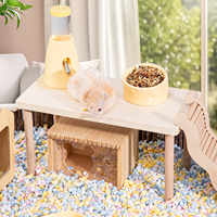Platform Kayu Non-Toksik untuk Hamster, Tempat Bermain Bertingkat untuk Gerbil & Hamster