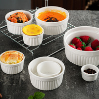 Bol de cuisson pour soufflé à double peau en céramique personnalisé moule rayé pour bol à gâteau et pain pour pouding dessert lait cuit à la vapeur pour la cuisson