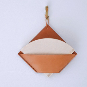 Japanese and Korean minimalist style <b>coffee</b> <b>filter</b> paper storage bag, PU leather fan-shaped <b>filter</b> paper holder, pour-over - Product Image 3