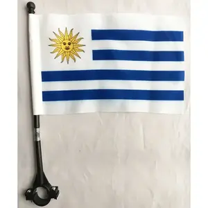 Bendera sepeda kustom bendera nasional poliester setang Uruguay bendera untuk bersepeda luar ruangan dekorasi