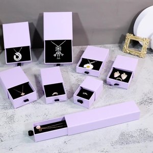 Custom Color Logo Printed <strong>Trinket</strong> Jewelry Packaging Boxes Necklace Bracelet Square Drawer Sliding Paper Gift <strong>Box</strong> - Product Image 5