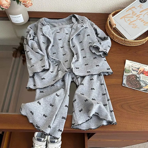 Moda otoño lindo niños ropa al por mayor tirantes + cárdigan pantalón suave niños niña <span class=keywords><strong>pijamas</strong></span> conjunto chico ropa conjunto para niñas - Product Image 3