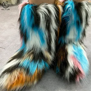 2020 Wholesale Custom Durable Sheepskin Fox Faux Fur Women Ankle Shoes Fur Boots