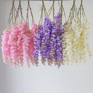 Fleurs artificielles de glycine Hua Qianyun, lianes suspendues en soie violette pour la décoration intérieure et l'aménagement paysager - Product Image 2