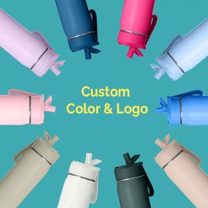 Design BPA Free Hot Custom logo Gym Double Wall 304 Stainless Steel Water Bottle with Dust Proof Straw Handle Lid - Product Image 3