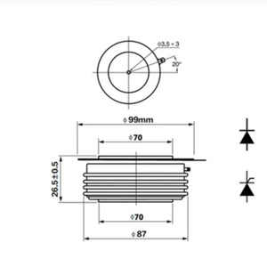 Thyristor haute puissance KK2500A 2500V pour chauffage par induction - Product Image 3