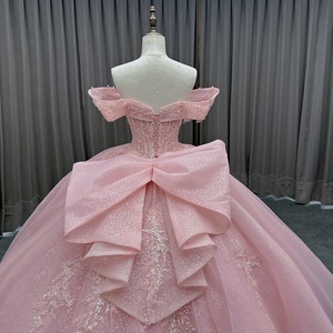 Vestido <span class=keywords><strong>de</strong></span> Quinceañera <span class=keywords><strong>Rosa</strong></span> Claro con Flores <span class=keywords><strong>de</strong></span> Encaje y Lazo, Vestido <span class=keywords><strong>de</strong></span> <span class=keywords><strong>Fiesta</strong></span> <span class=keywords><strong>de</strong></span> 15 Años, Vestido <span class=keywords><strong>de</strong></span> Gala, Talla Personalizada - Product Image 4