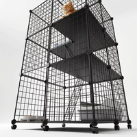 Cage pour chat pliable carrée de luxe écologique en fil de fer, style antique classique, enclos pour animaux de compagnie pour petits animaux, fermeture moderne à boutons