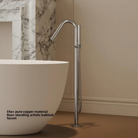Robinet de baignoire autoportant à débit élevé, colonne de douche simple à effet pluie, monocommande double fonction pour baignoire et salle de bain