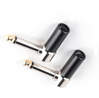 Connecteur audio mono 6,35 mm à angle droit, corps noir, soudure dorée, vente en gros d'usine pour instruments de musique