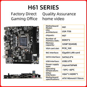 TECMIYO-placa base H61, tarjeta gráfica integrada, LGA 1155, enchufes, <span class=keywords><strong>CPU</strong></span> DDR3, placa base de escritorio - Product Image 2