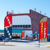 Drapeau publicitaire extérieur sans vent à motif plume pour concessionnaires automobiles