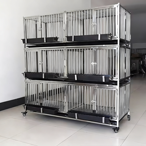 Voliera di Lusso a Tre Strati in Acciaio Inossidabile Verniciato a Polvere con Motivo Animale e Design Traspirante per Uso Interno/Esterno per Uccelli - Product Image 4