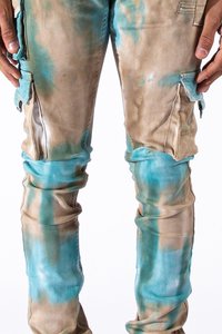 Mens Solid Skinny Pockets Denim Cargo <strong>Combat</strong> Pants Jeans Slim Fit <strong>Trouser</strong> Bottoms Fashion Men's Casual Jeans - Product Image 2