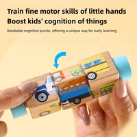 Jouet éducatif en bois à thème animaux et fruits, puzzle rotatif à 4 faces pour enfants, stimule la cognition