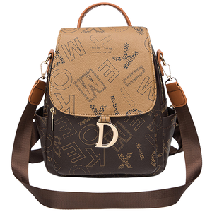 Spring Summer New Fashion PU Women's Anti-theft Zipper Computer <b>Backpack</b> Arcuate Shoulder Strap Polyester Cotton Lining - Product Image 1